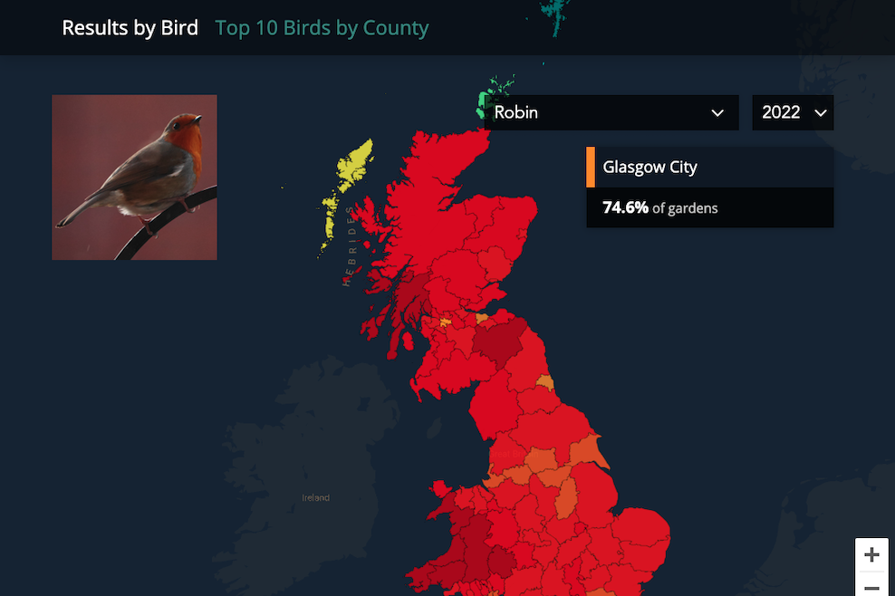 Garden Bird Distribution Heatmap